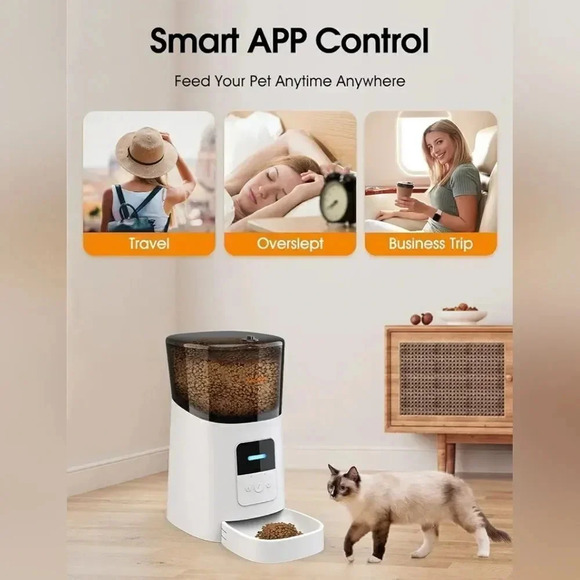Wopet 6L Automatic Cat Food Dispenser, Remote Cat Feeder, - Picture 3 of 6